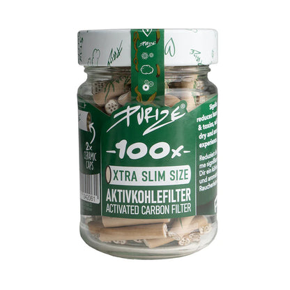 PURIZE® Activated Carbon Xtra Slim Filters Glass Jar (100 pcs)