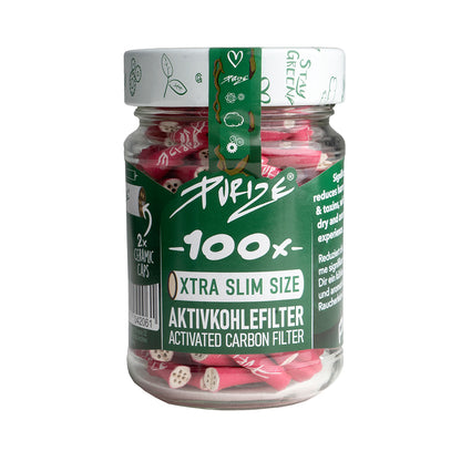 PURIZE® Activated Carbon Xtra Slim Filters Glass Jar (100 pcs)