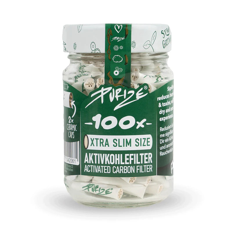 PURIZE® Activated Carbon Xtra Slim Filters Glass Jar (100 pcs)