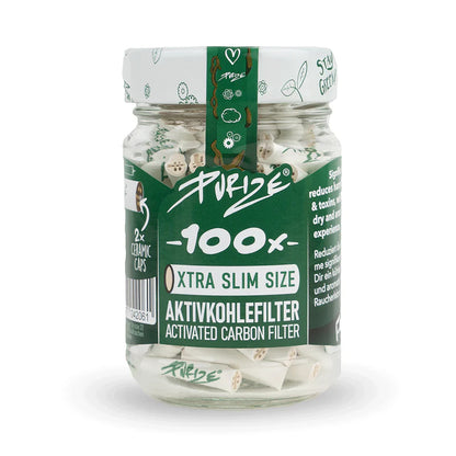 PURIZE® Activated Carbon Xtra Slim Filters Glass Jar (100 pcs)