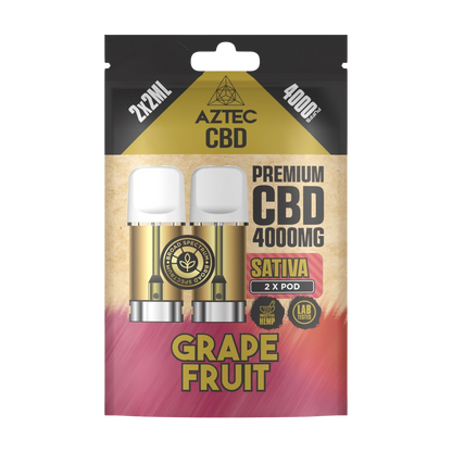 Aztec CBD Premium CBD Pods 4000mg 2x2ml - Grape Fruit