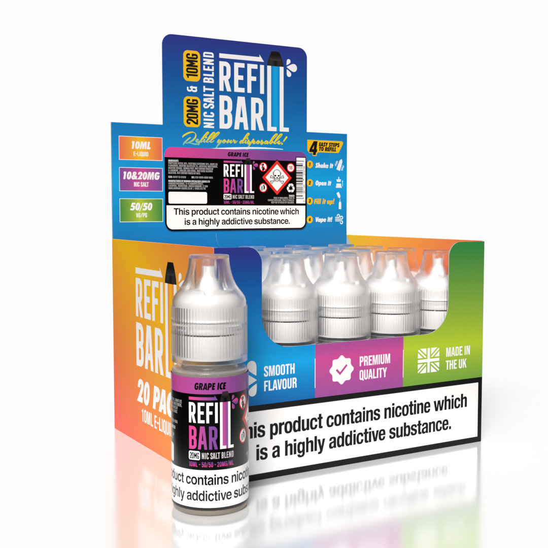 Refill Bar Salts Grape Ice 10ml 50vg - (Pack Of 20)