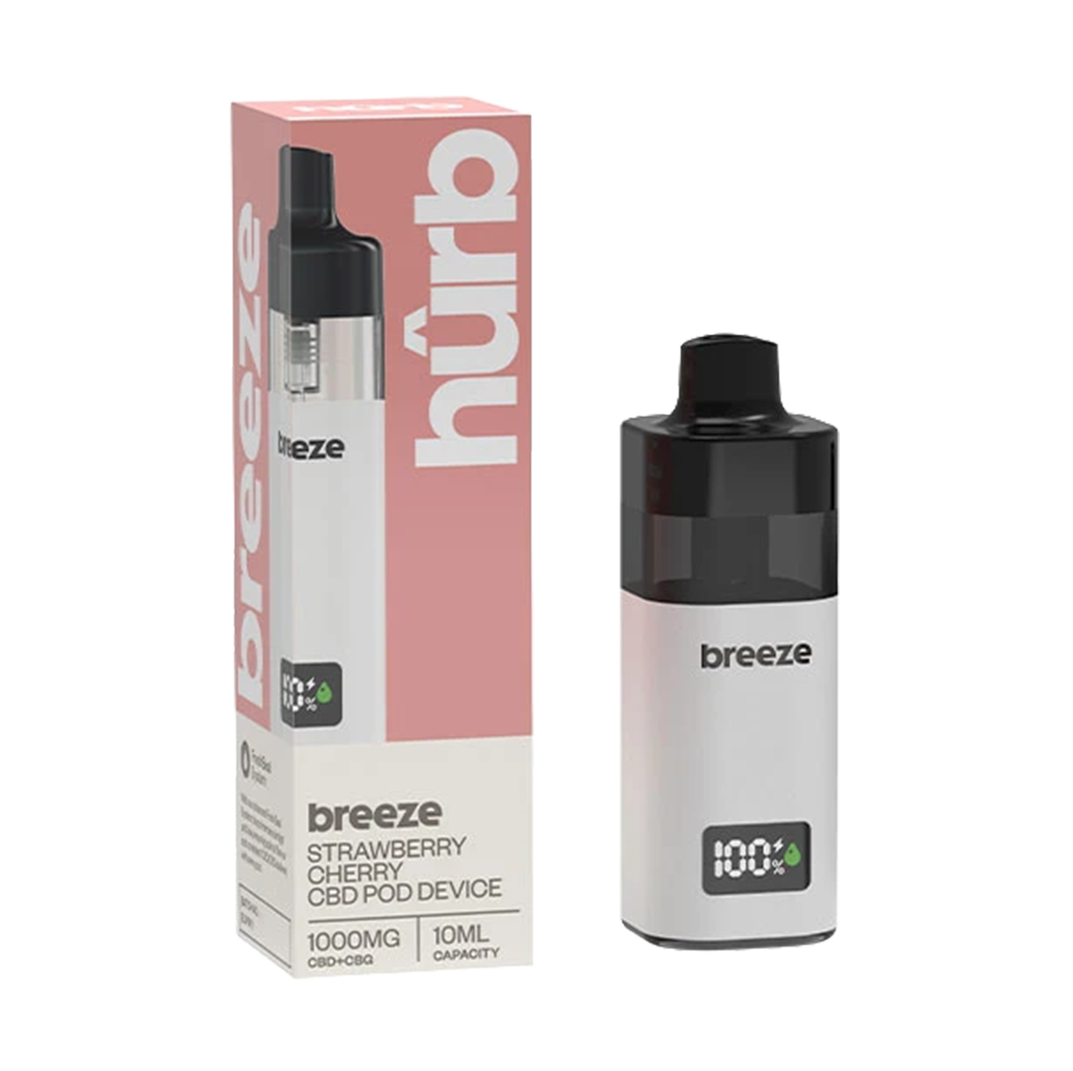 Hûrb Breeze CBD Pod Device CBD+CBG 1000mg 10ml - Strawberry Cherry