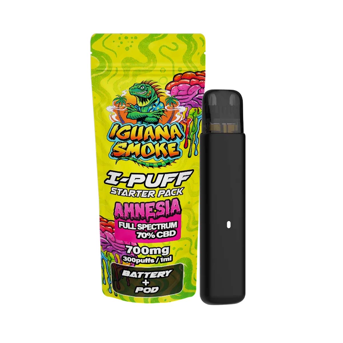 Iguana Smoke I-Puff Starter Pack CBD Vape Kit: Amnesia - 700mg (Single Piece)