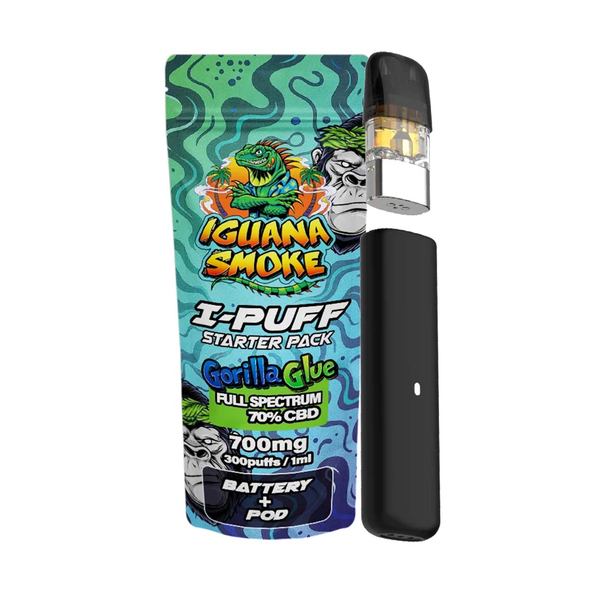 Iguana Smoke I-Puff Starter Pack CBD Vape Kit: Gorilla Glue - 700mg (Single Piece)