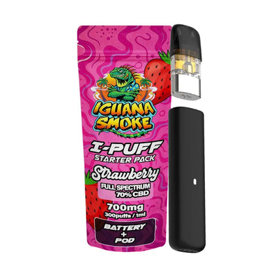 Iguana Smoke I-Puff Starter Pack CBD Vape Kit: Strawberry - 700mg (Single Piece)