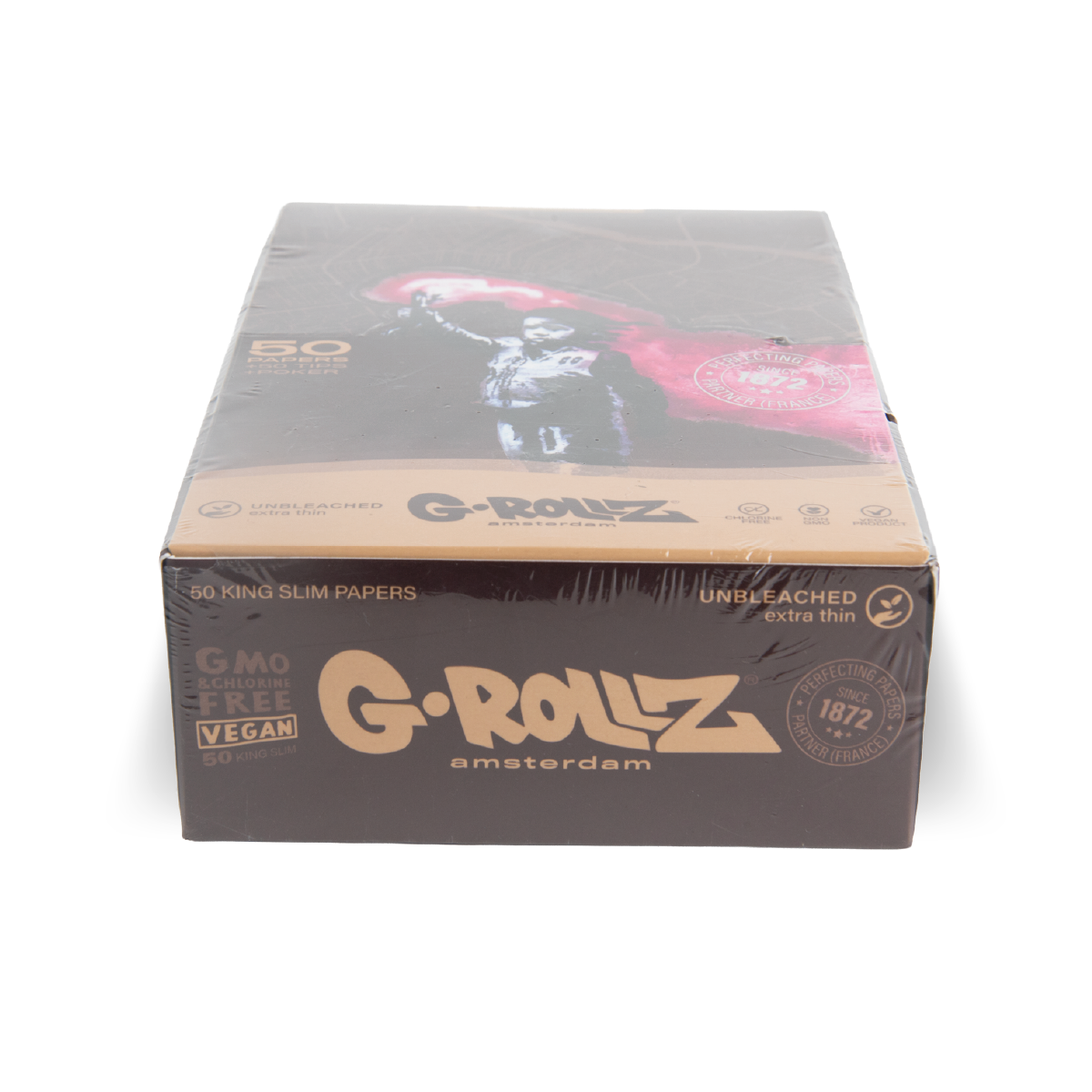 G-Rollz Rolling Papers, Tips & Poker: Unbleached Extra Thin - King Size (24 Pack)