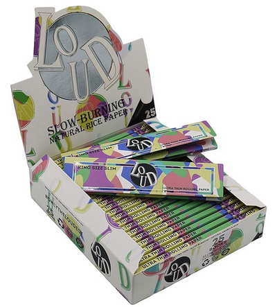 Loud Ldn XLoud Slow Burning Natural  Kingsize Rice Rolling Papers (Full Box)