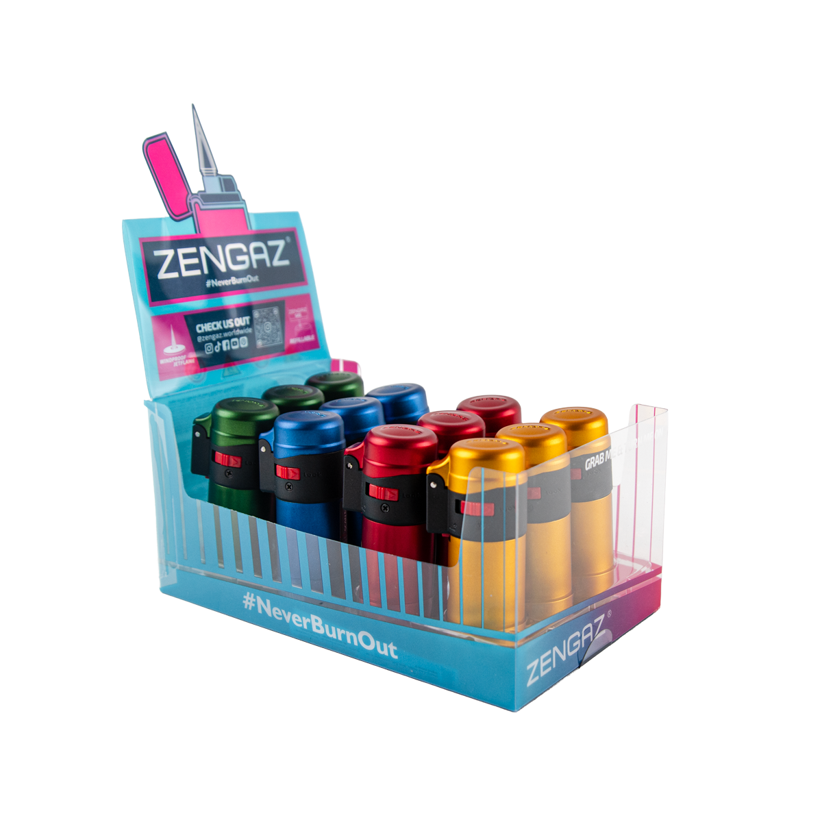 Zengaz Zl-1 Metallic Flame Jet Lighters (12 Pack)