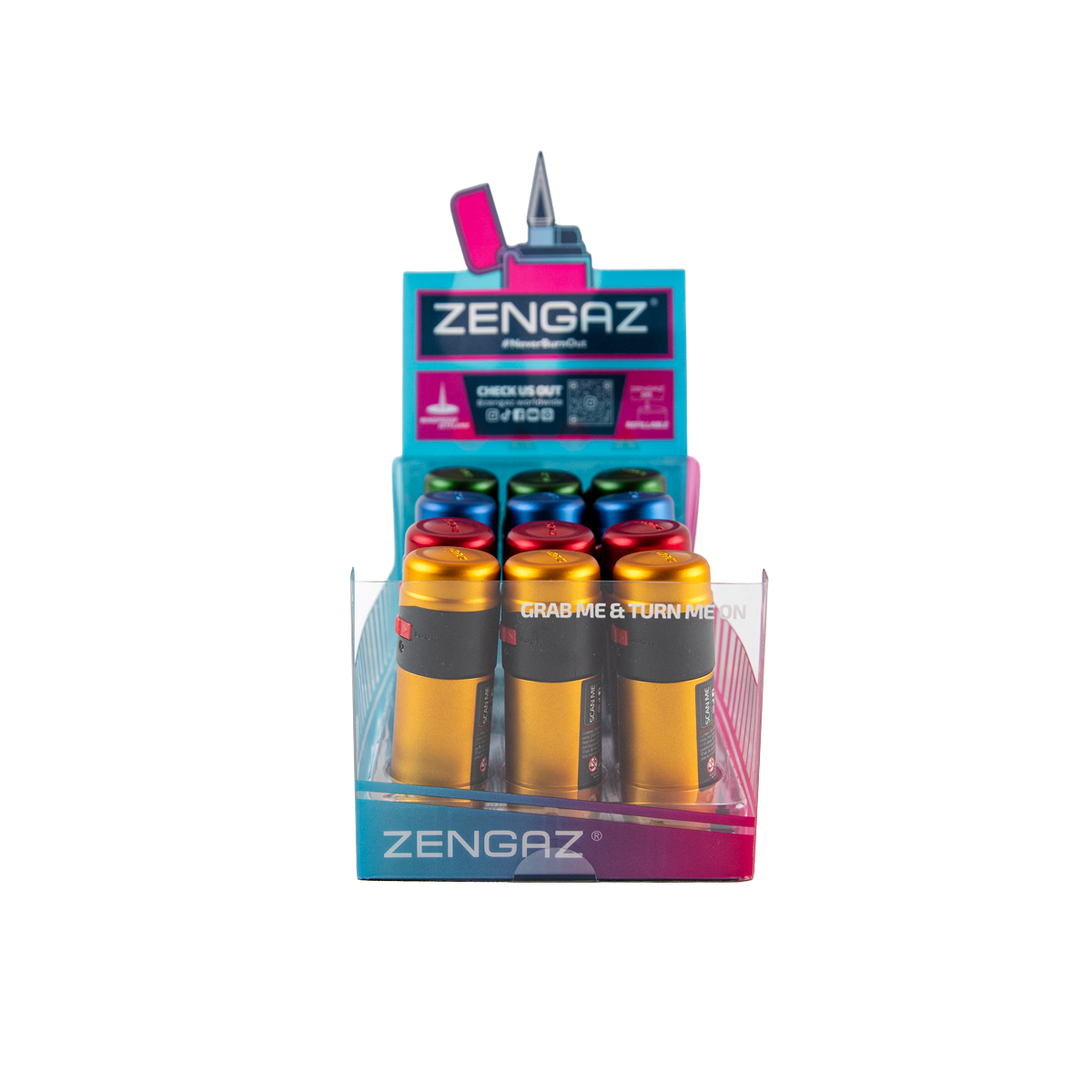 Zengaz Zl-1 Metallic Flame Jet Lighters (12 Pack)