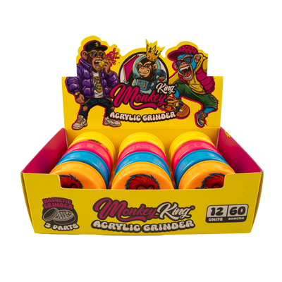 Monkey King Acrylic 3 Part Grinders - (12 Pack)