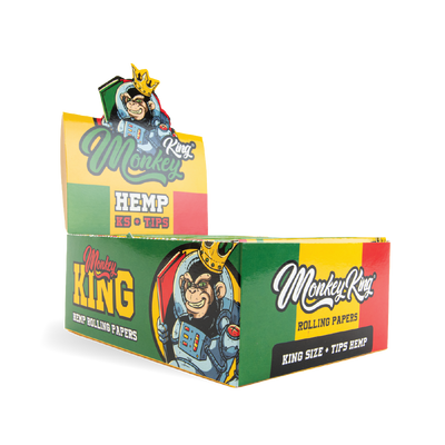 Monkey King Rolling Papers & Tips: Hemp - King Size (24 Pack)