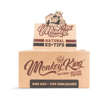 Monkey King Rolling Papers & Tips: Natural Unbleached - King Size (24 Pack)