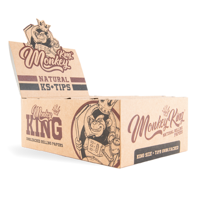 Monkey King Rolling Papers & Tips: Natural Unbleached - King Size (24 Pack)