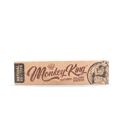 Monkey King Rolling Papers & Tips: Natural Unbleached - King Size (24 Pack)