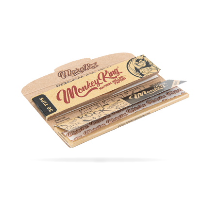 Monkey King Rolling Papers & Tips: Natural Unbleached - King Size (24 Pack)