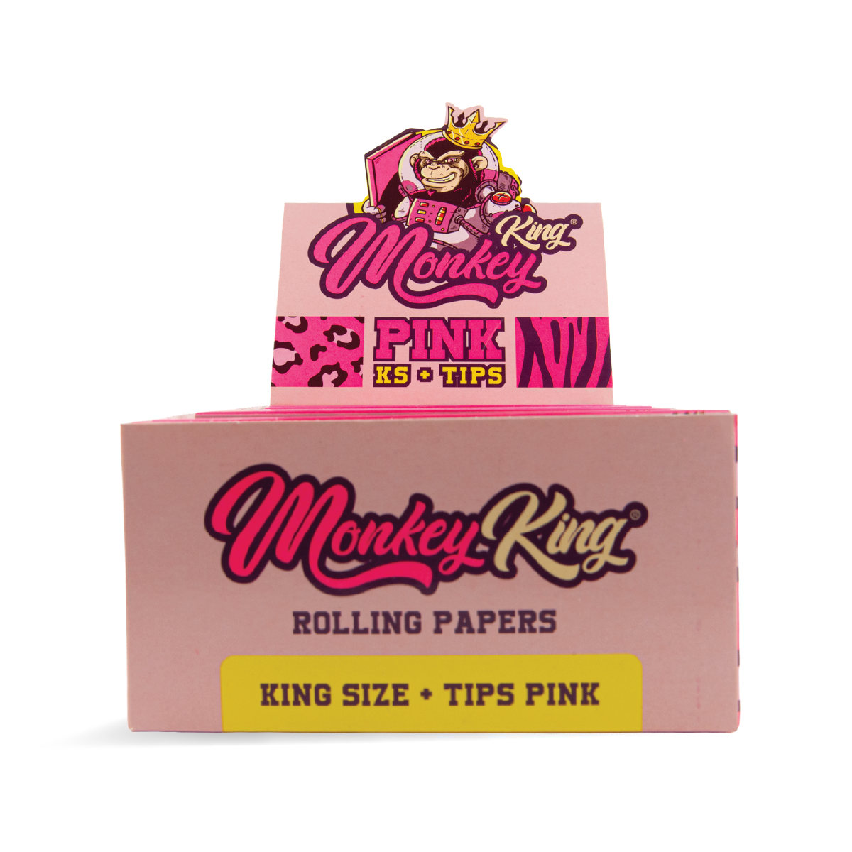 Monkey King Rolling Papers & Tips: Pink - King Size (24 Pack)
