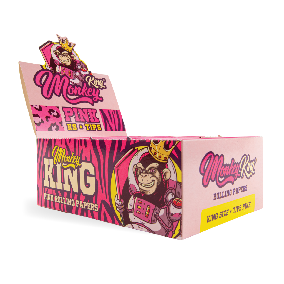 Monkey King Rolling Papers & Tips: Pink - King Size (24 Pack)