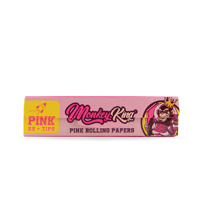 Monkey King Rolling Papers & Tips: Pink - King Size (24 Pack)