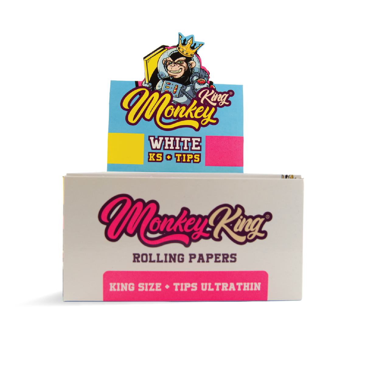 Monkey King Rolling Papers & Tips: White Ultra Thin - King Size (24 Pack)