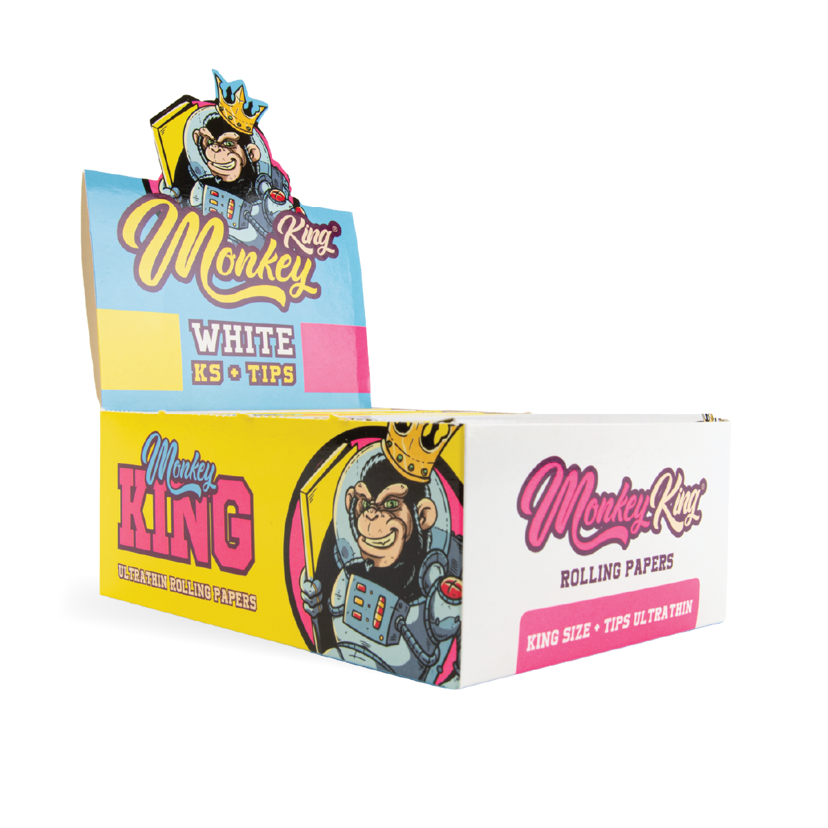 Monkey King Rolling Papers & Tips: White Ultra Thin - King Size (24 Pack)