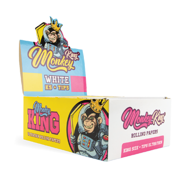 Monkey King Rolling Papers & Tips: White Ultra Thin - King Size (24 Pack)