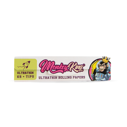 Monkey King Rolling Papers & Tips: White Ultra Thin - King Size (24 Pack)