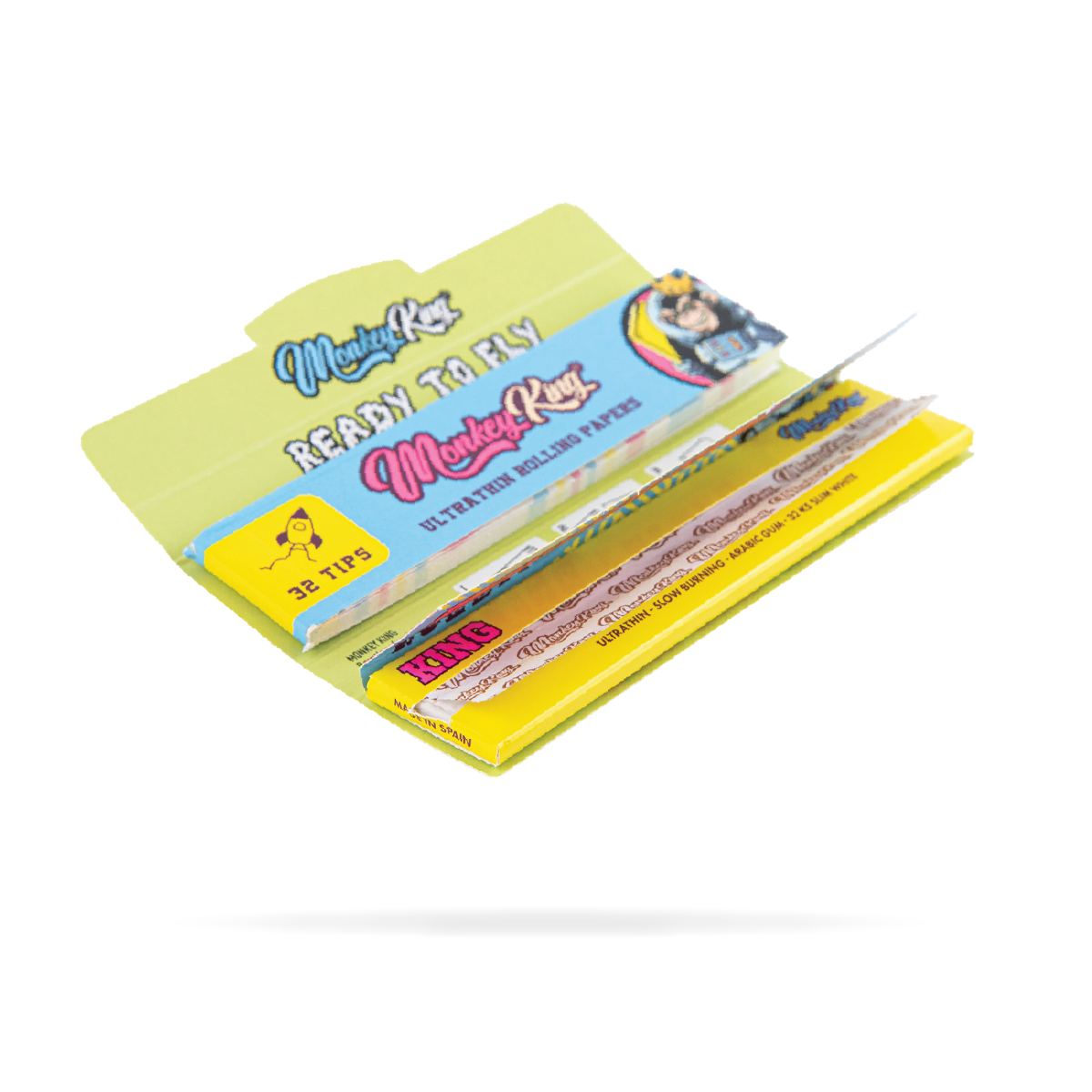 Monkey King Rolling Papers & Tips: White Ultra Thin - King Size (24 Pack)