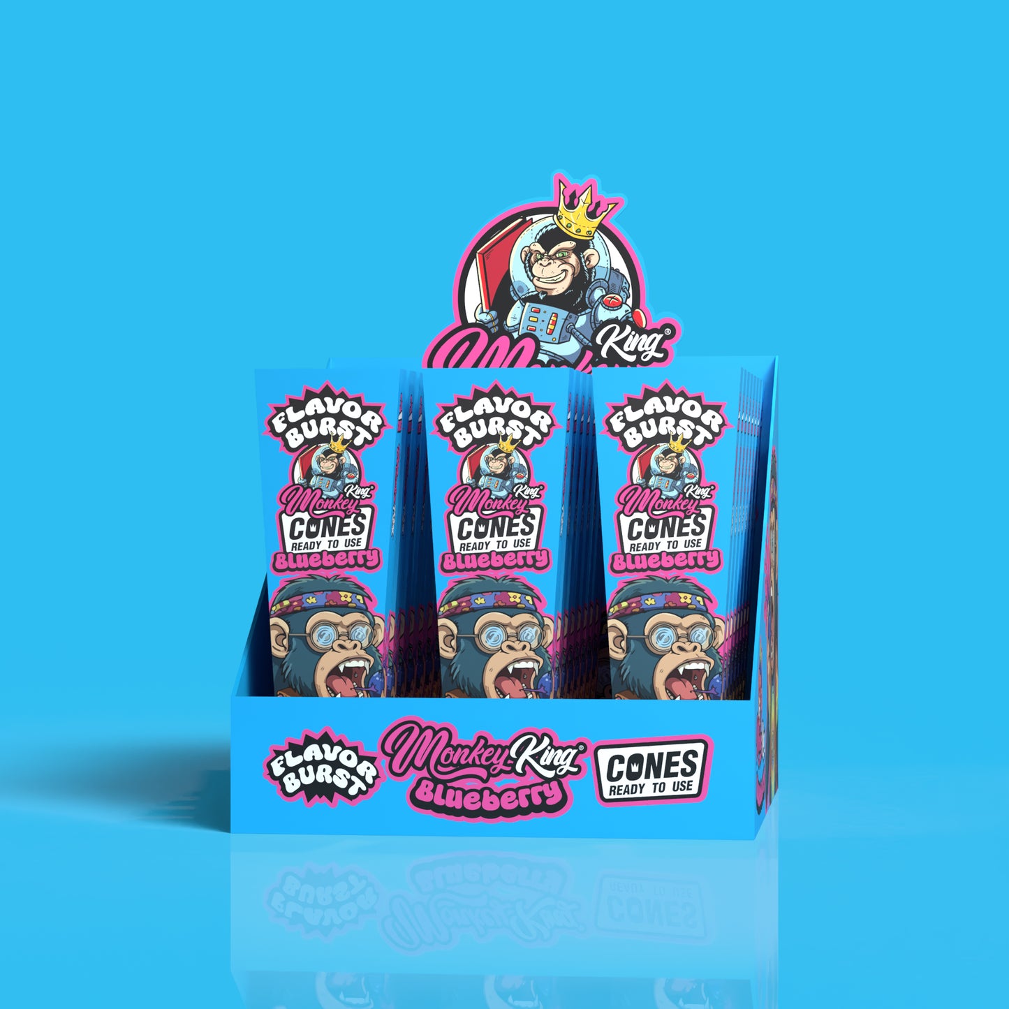 Monkey King: King Size Flavor Burst Cones (24 Pack) - Blueberry