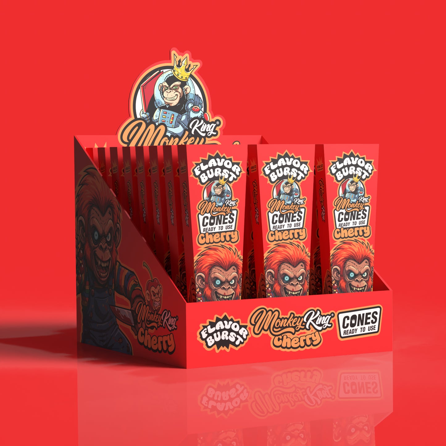 Monkey King: King Size Flavor Burst Cones (24 Pack) - Cherry