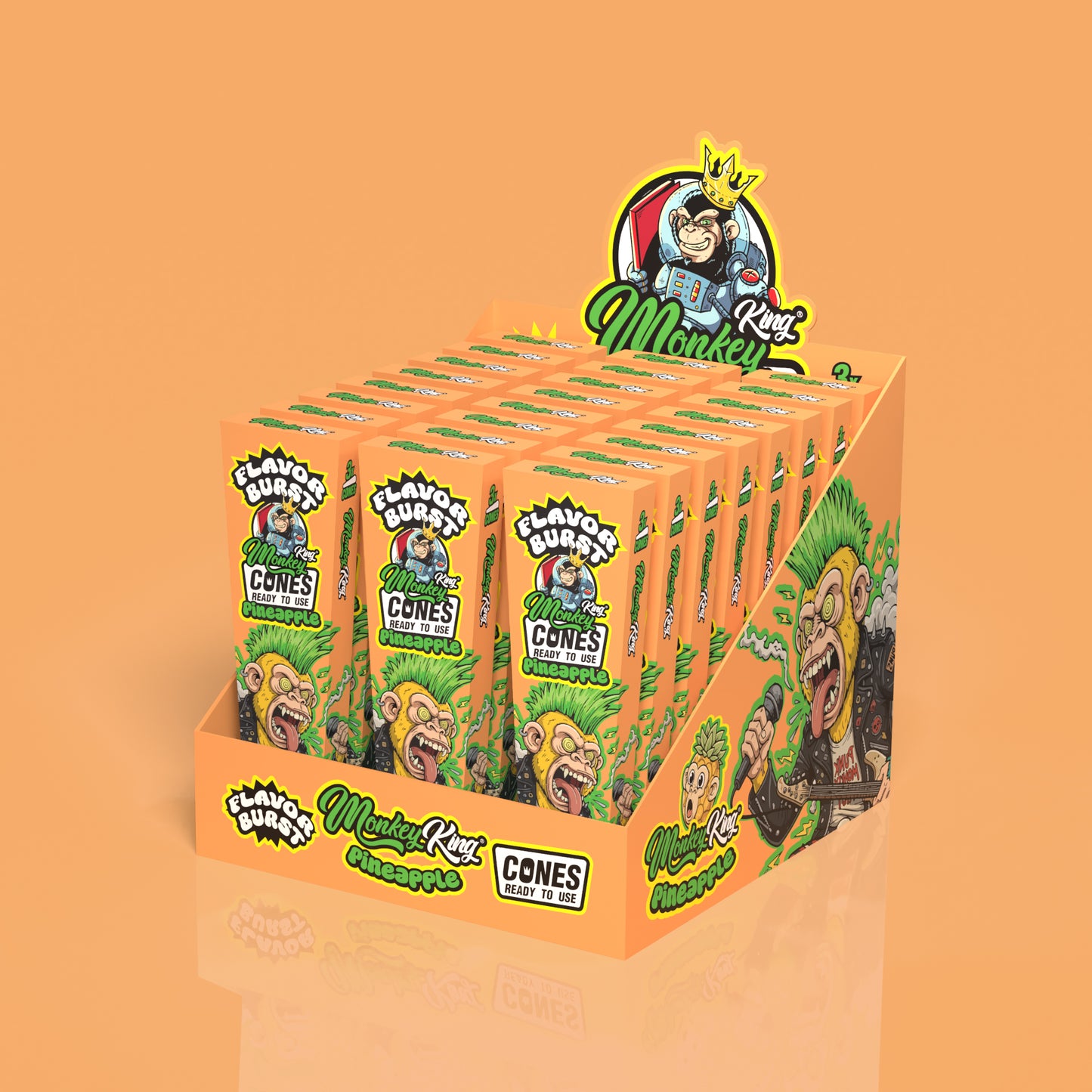 Monkey King: King Size Flavor Burst Cones (24 Pack) - Pineapple
