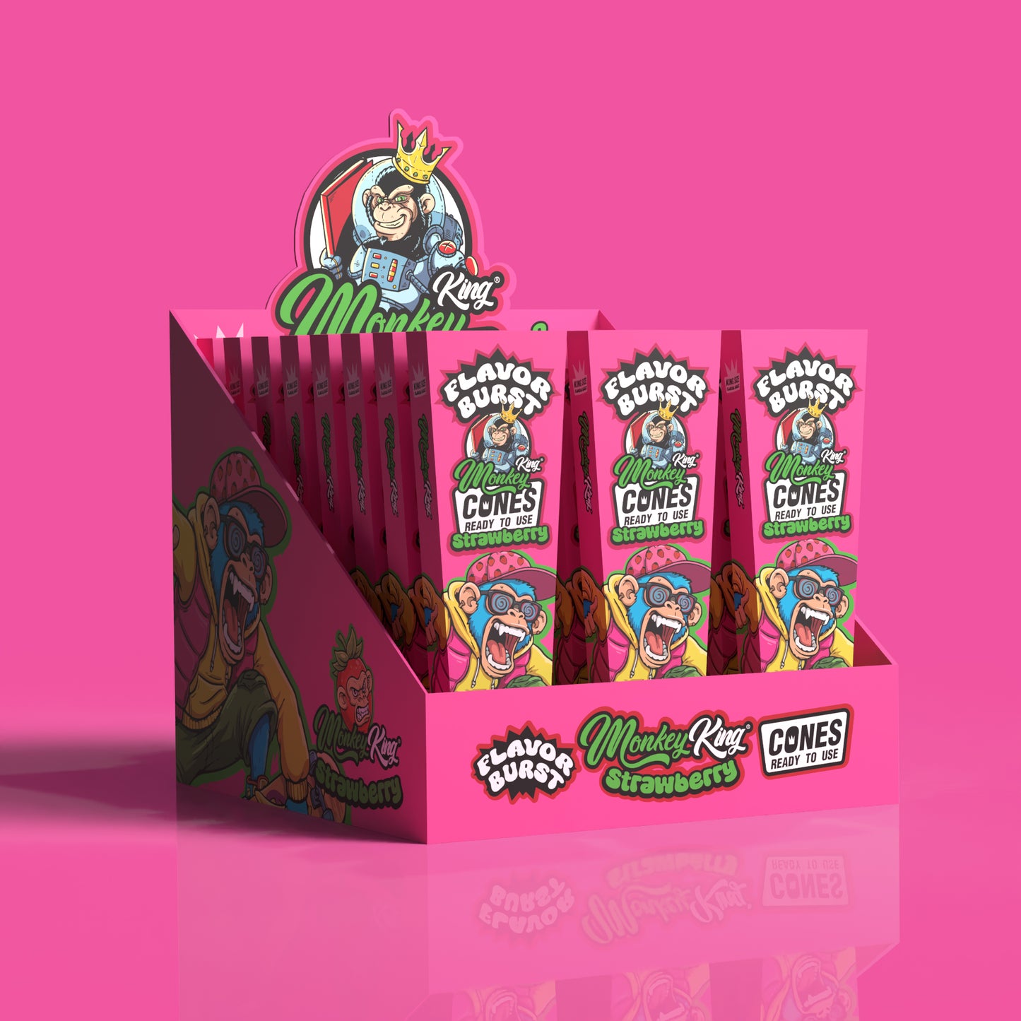 Monkey King: King Size Flavor Burst Cones (24 Pack) - Strawberry