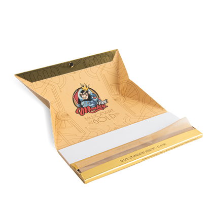 Monkey King Rolling Papers & Tips: Billionaire Gold XL - Extra Long (24 Pack)