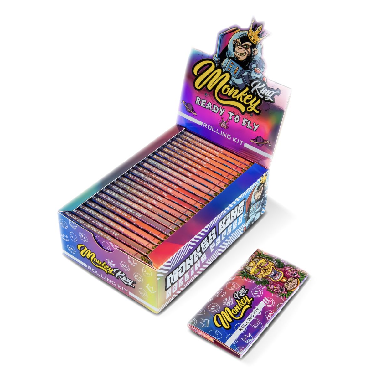Monkey King Ready to Fly Magnetic Rolling Kit Unbleached Papers & Tips (24pcs)