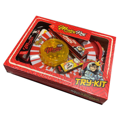 Monkey King Try Kit with Rolling Tray, Ashtray, Grinder, Papers, Tips and Lighter