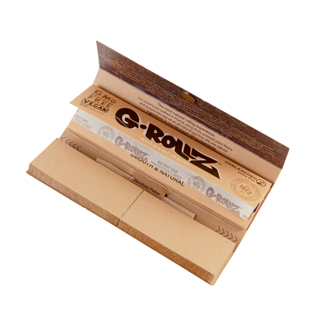 G-Rollz Rolling Papers, Tips & Poker: Unbleached Extra Thin - King Size (24 Pack)