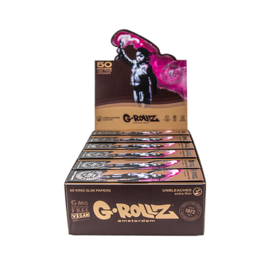 G-Rollz Rolling Papers, Tips & Poker: Unbleached Extra Thin - King Size (24 Pack)