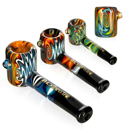 Phoenix Star: 5.2" Wig Wag Hammer Glass Hand Pipe - (PGP122)
