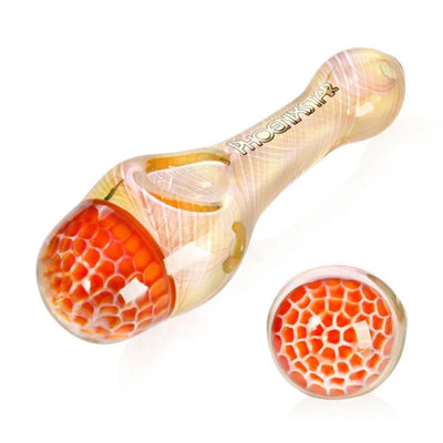 Phoenix Star: 4.5" Honeycomb Frit Glass Spoon Hand Pipe - (PGP96)