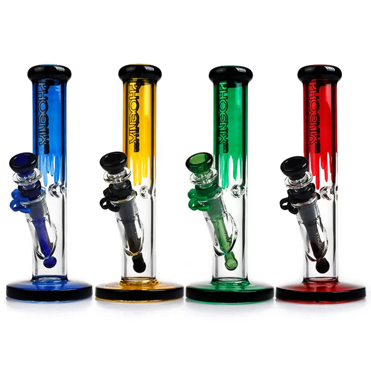 Phoenix Star: 10" Colourful Straight Glass Bong