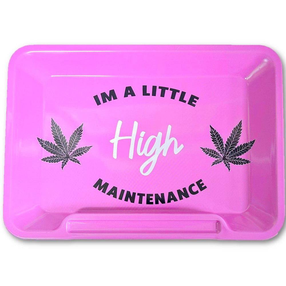 Wise Skies 'High Maintenance' Pink Small Rolling Tray