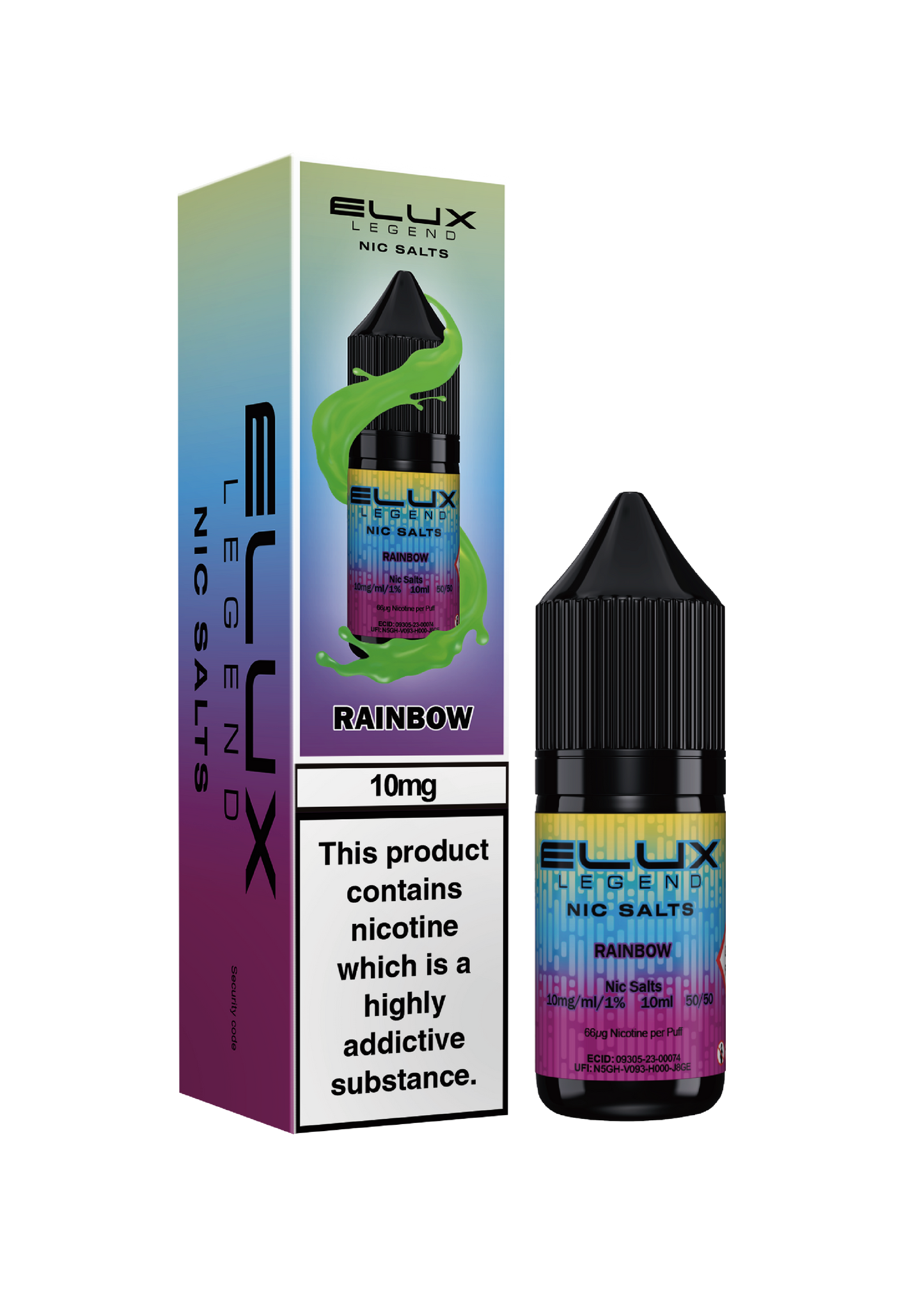 Elux Legend Nic Salts: Rainbow - 10mg (10 Pack)