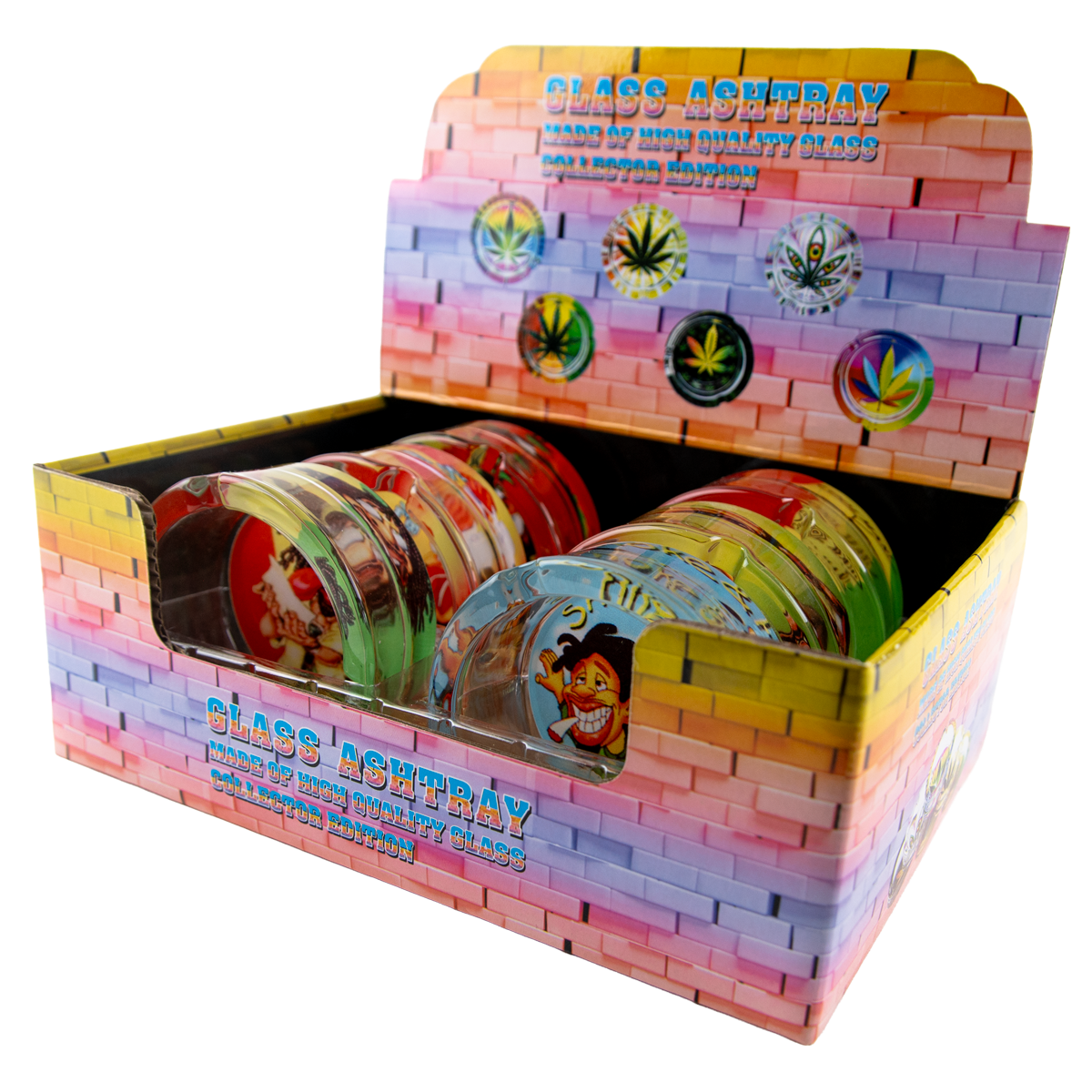 Sparkys Round Glass Ashtray - Rasta Man (6 Pack)