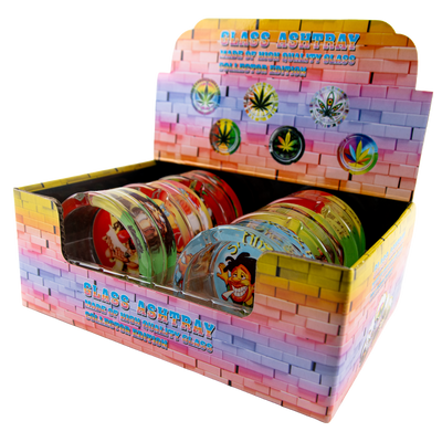 Sparkys Round Glass Ashtray - Rasta Man (6 Pack)