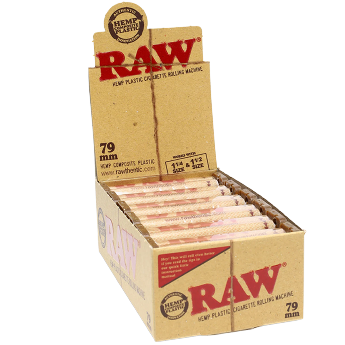 Raw Hemp Plastic Rolling Machine 79mm (12 Pack)