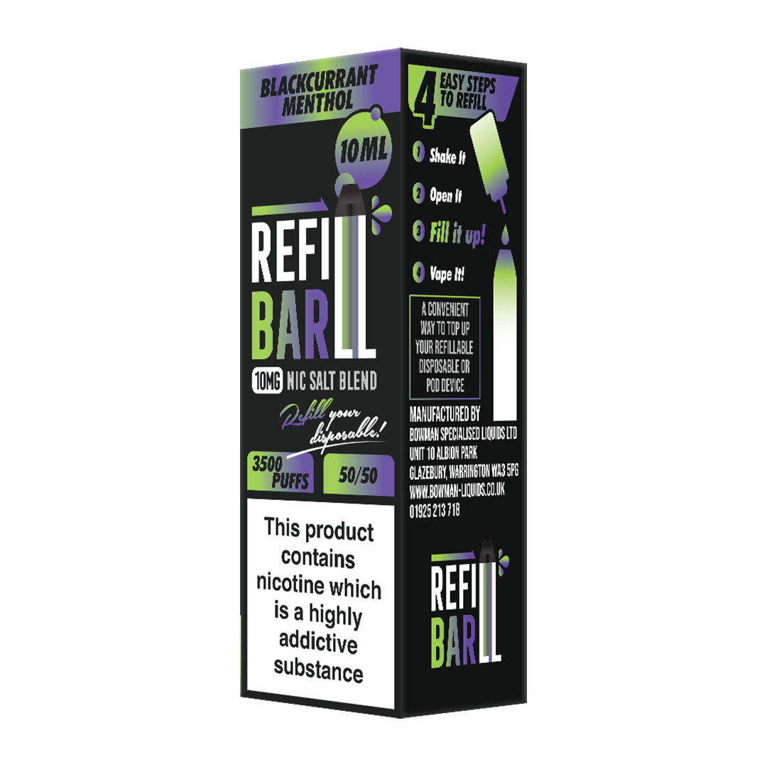 Refill Bar Salts Blackcurrant Menthol 10ml 50vg - (Pack Of 10)