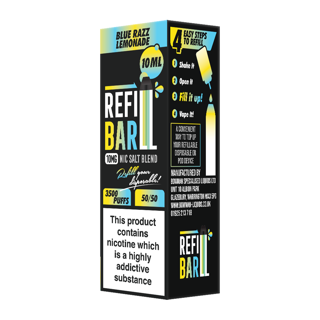 Refill Bar Salts Blue Razz Lemonade 10ml 50vg - (Pack Of 10)