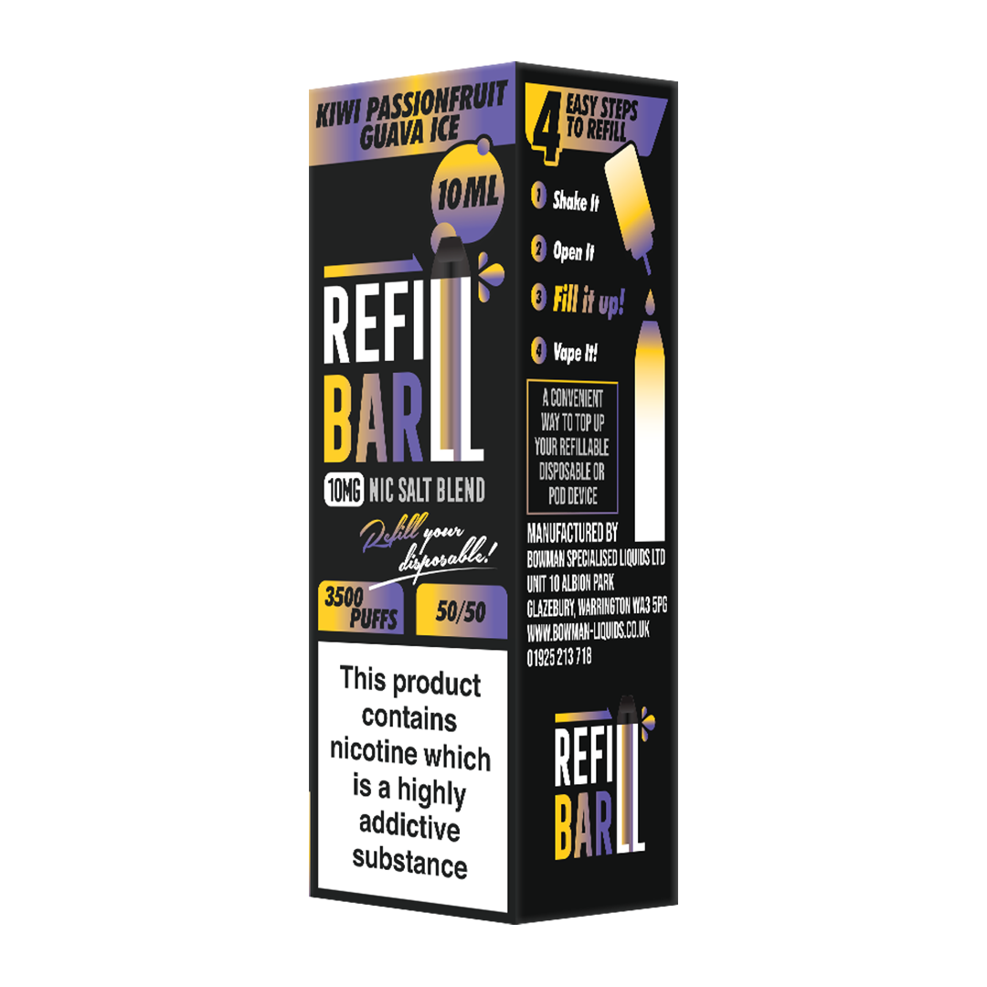 Refill Bar Salts Kiwi Passionfruit Guava Ice 10ml 50vg - (Pack Of 10)