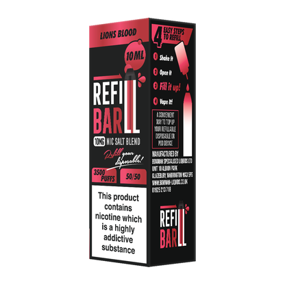 Refill Bar Salts Lions Blood 10ml 50vg - (Pack Of 10)