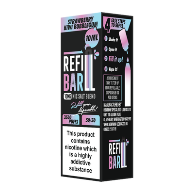 Refill Bar Salts Strawberry Kiwi Bubblegum 10ml 50vg - (CDU 10)